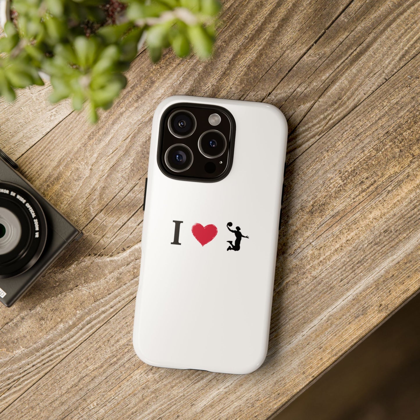 I Love Basketball Phone Case, Sporty Cell Cover, Basketball Gift for Players, Tough Cases, Love for Sports Accessories - TRV
