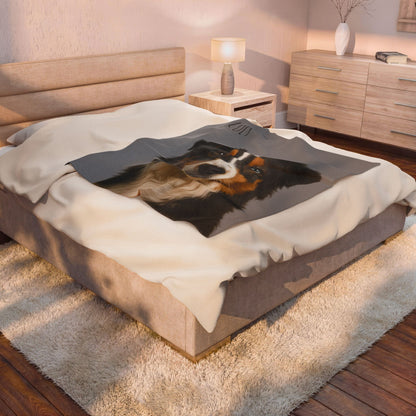 Personalized Aussie Dog Portrait Blanket | Velveteen Plush Blanket