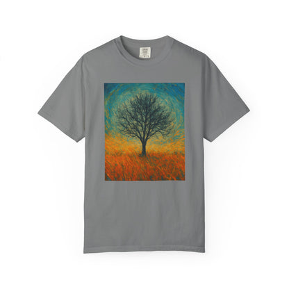 Nature-Themed Unisex Garment-Dyed T-Shirt - Tree Design, Bohemian Tee, Nature Lover Gift, Eco-Friendly Fashion, Casual Wear - TRV