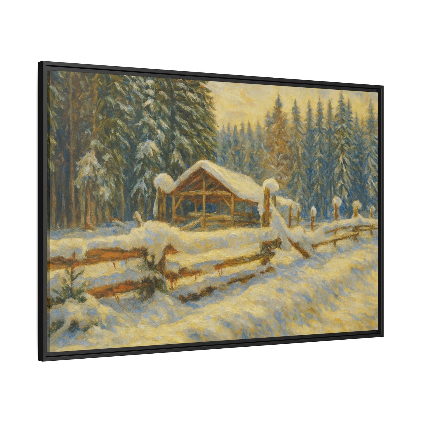 Winter Landscape Framed Canvas Art | Cozy Home Decor | Wall Art for Living Room, Bedroom, Holiday Gift, Rustic Vibes, Art Print - TRV