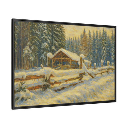 Winter Landscape Framed Canvas Art | Cozy Home Decor | Wall Art for Living Room, Bedroom, Holiday Gift, Rustic Vibes, Art Print - TRV