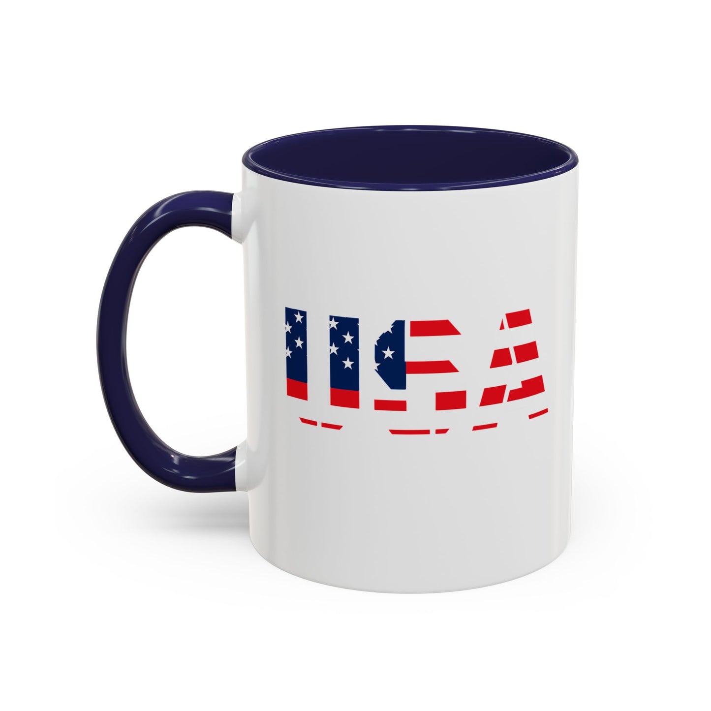 USA Flag Accent Coffee Mug — Patriotic 11/15oz Ceramic Coffee Cup