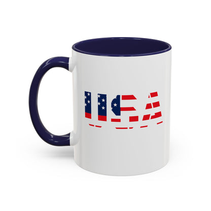 USA Flag Accent Coffee Mug — Patriotic 11/15oz Ceramic Coffee Cup