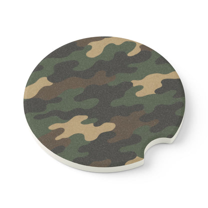 Camouflage Soapstone Car Coaster — Camo Cup Holder Drink Mat