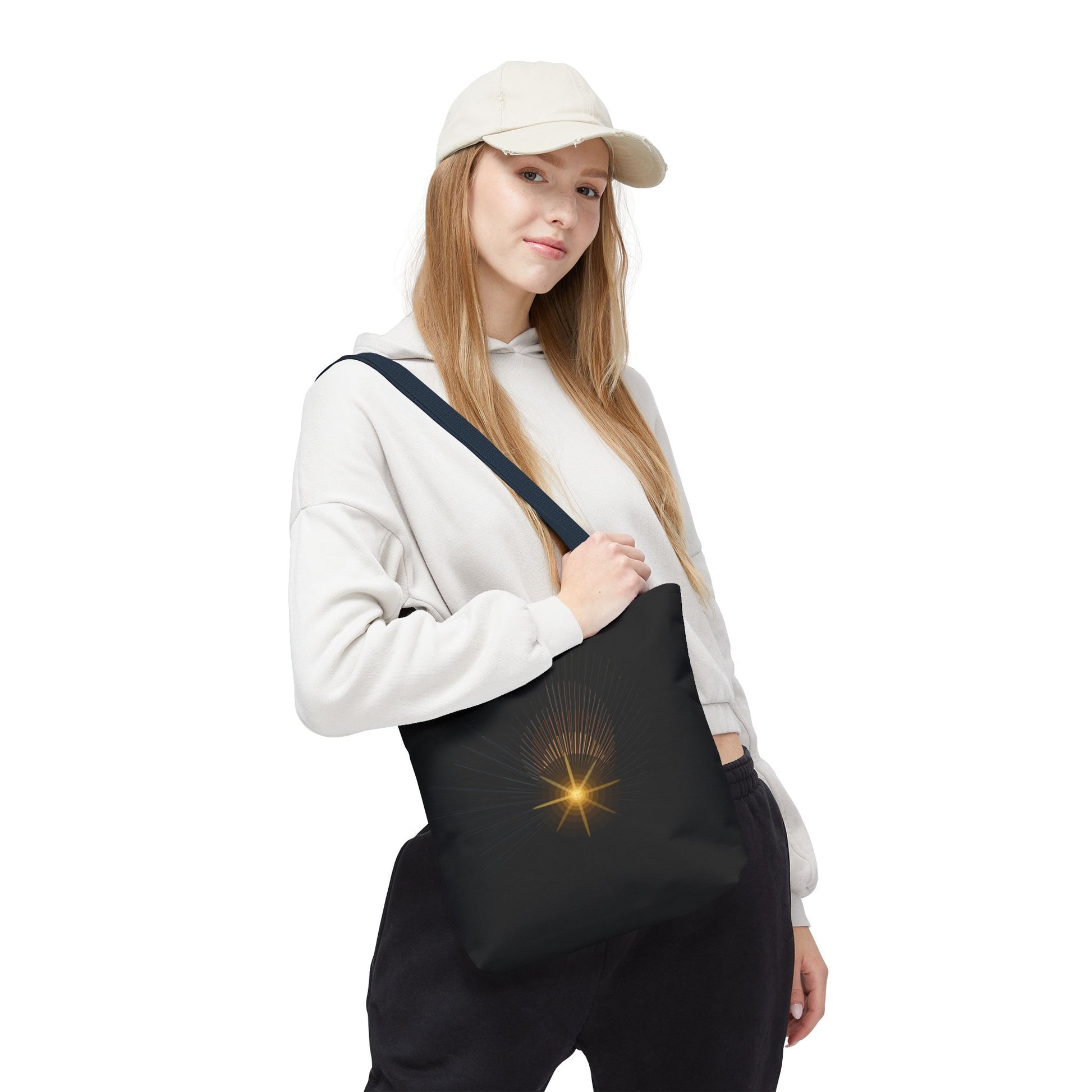 Radiant Starburst Tote Bag | Golden Light Celestial Design - TRV