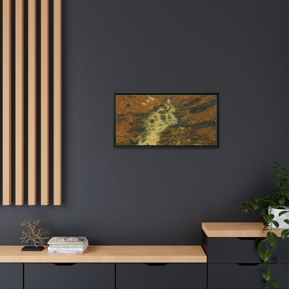 Serene Abstract Nature Canvas Art, Framed Wall Decor, Rustic Home Accent, Earthy Tone Artwork, Tranquil River Scene - TRV
