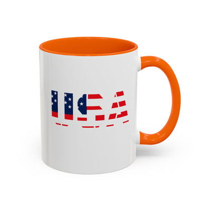USA Flag Accent Coffee Mug — Patriotic 11/15oz Ceramic Coffee Cup