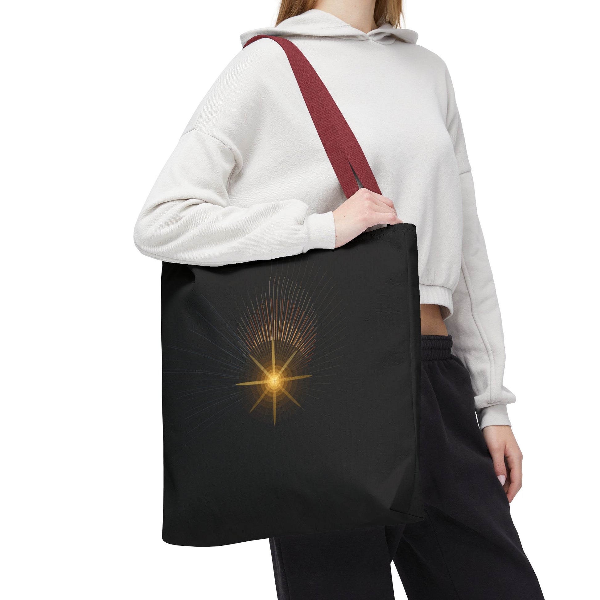 Radiant Starburst Tote Bag | Golden Light Celestial Design - TRV
