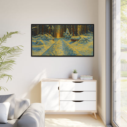 Canvas Art, Winter Landscape Wall Decor, Nature Lovers Gift, Seasonal Decor, Holiday Wall Art, Cozy Home Decoration, Framed Matte Canvas - TRV