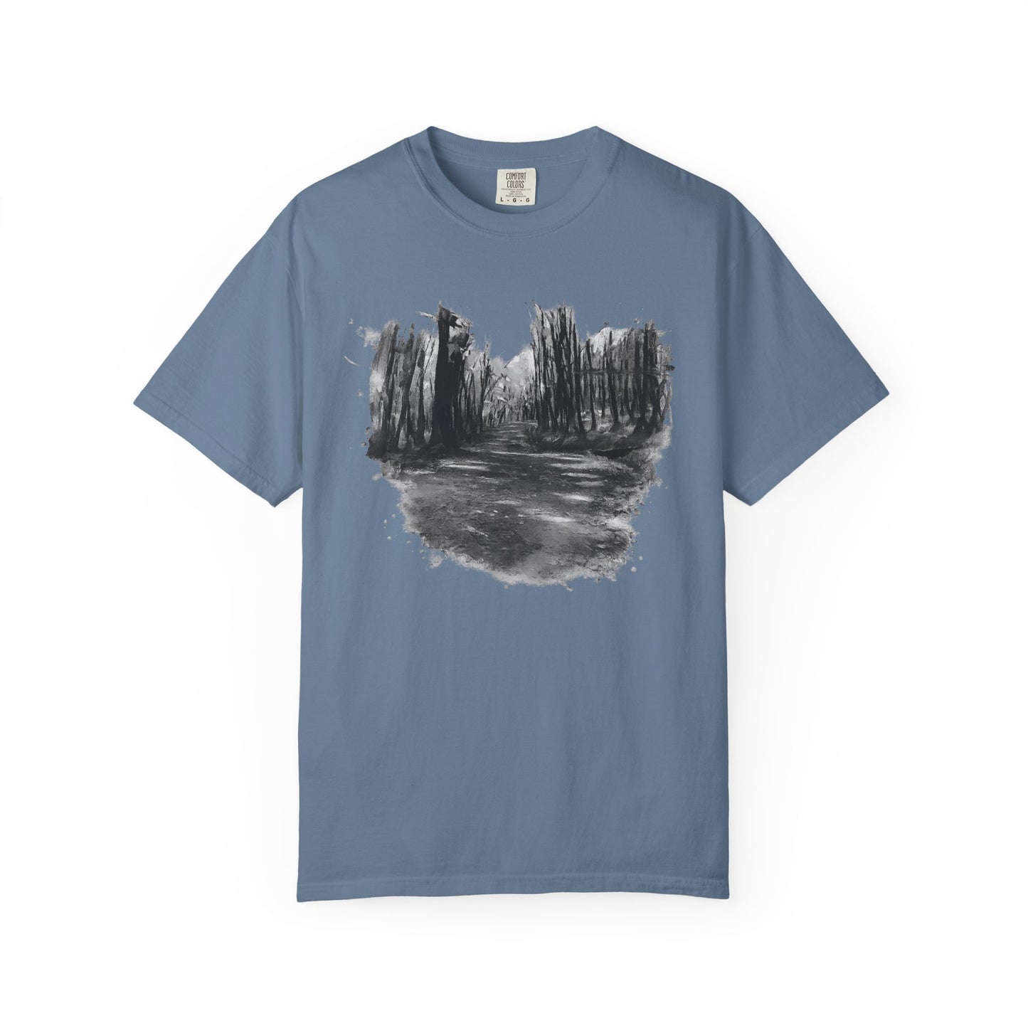 Artistic Forest Scene T-shirt | Nature Lover Gift, Outdoor Adventure Tee, Eco-Friendly Fashion, Vintage Inspired Clothing, Unisex Gift - TRV