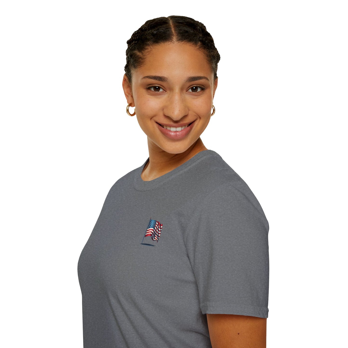 Patriotic Unisex Softstyle T-Shirt, American Flag Tee, USA Pride Shirt, Perfect for Independence Day, Casual Wear - TRV