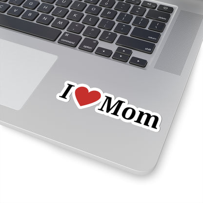 I  Mom Kiss-Cut Sticker — Retro 'I Love Mom' Laptop & Water Bottle Decal for Mother’s Day