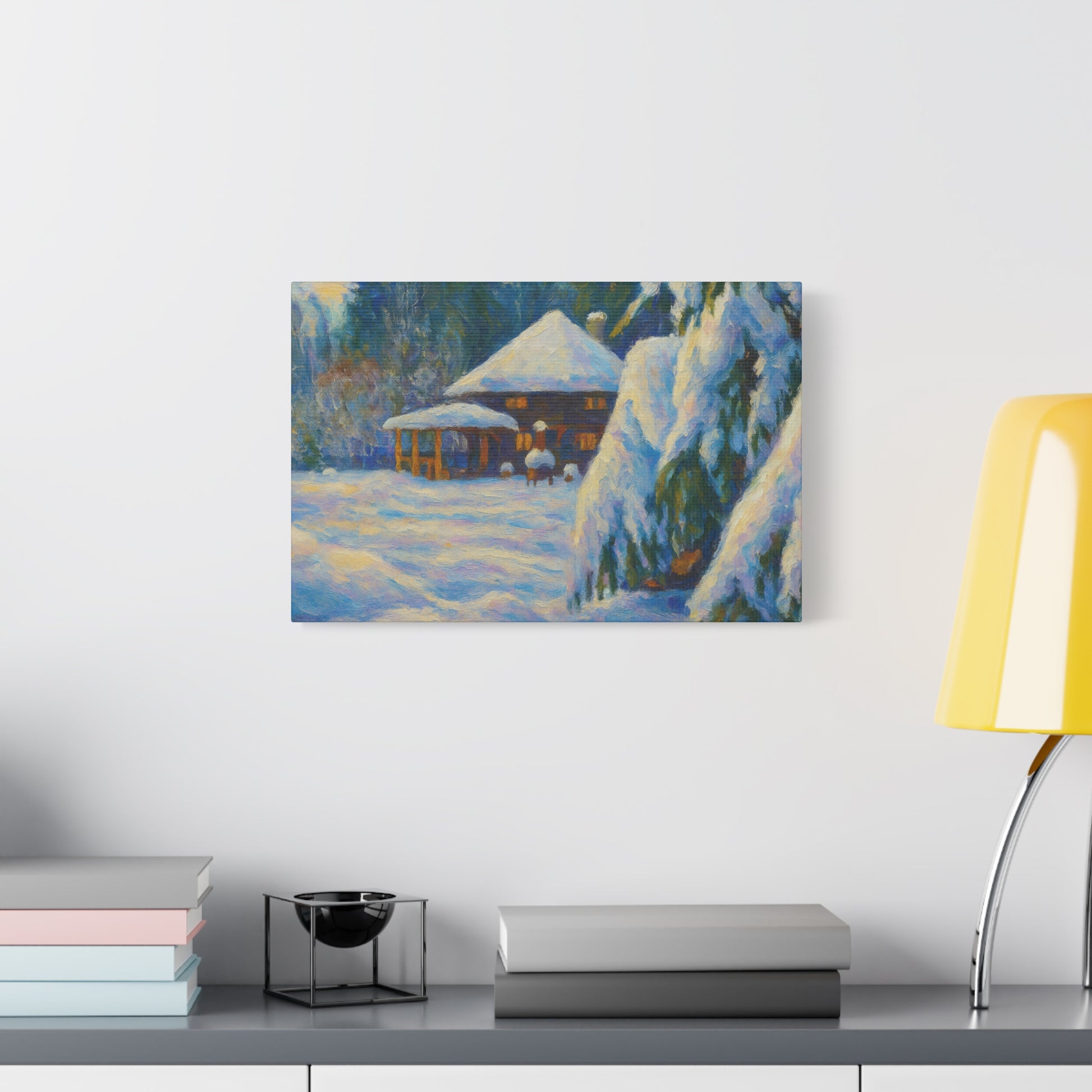 Winter Landscape Canvas Wall Art, Cozy Home Decor, Christmas Gift, Seasonal Artwork, Impressionist Style - TRV