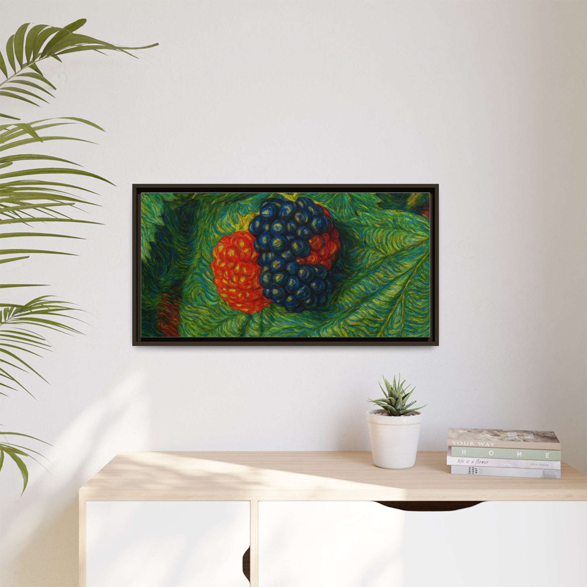 Van Gogh Style Blackberry Canvas Art, Framed Wall Decor, Botanical Print, Summer Home Decor, Gift for Garden Lovers - TRV