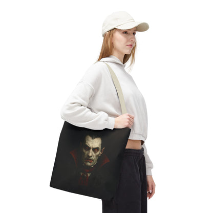 Vampire Haunted Tote Bag, Spooky Shopping Bag, Halloween Accessory, Gothic Style Handbag, Perfect for Halloween Parties, Unisex Tote - TRV