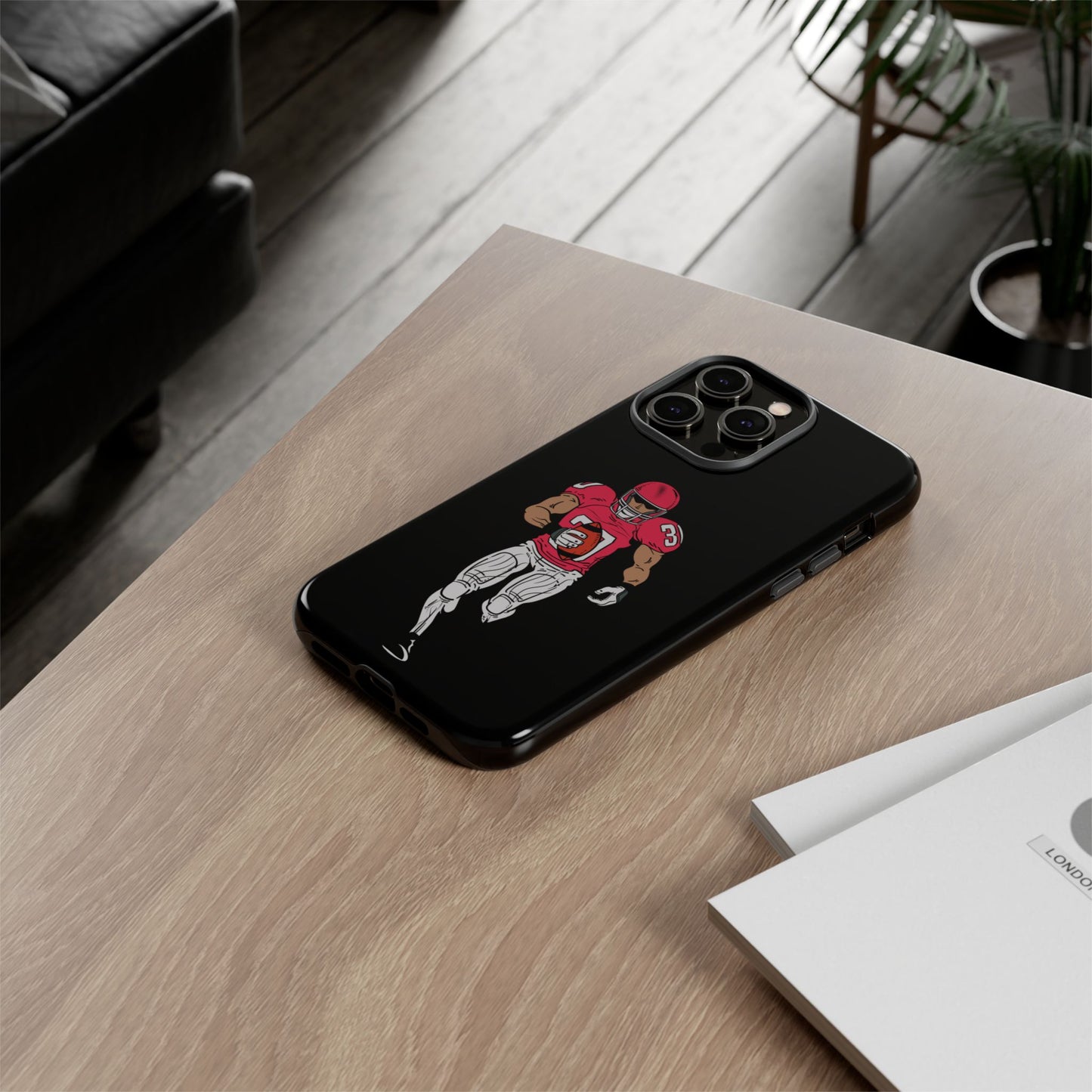 Football Player Tough Phone Case – Protective Black Sports iPhone Case