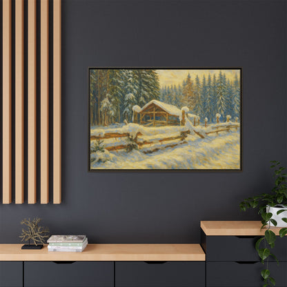 Winter Landscape Framed Canvas Art | Cozy Home Decor | Wall Art for Living Room, Bedroom, Holiday Gift, Rustic Vibes, Art Print - TRV