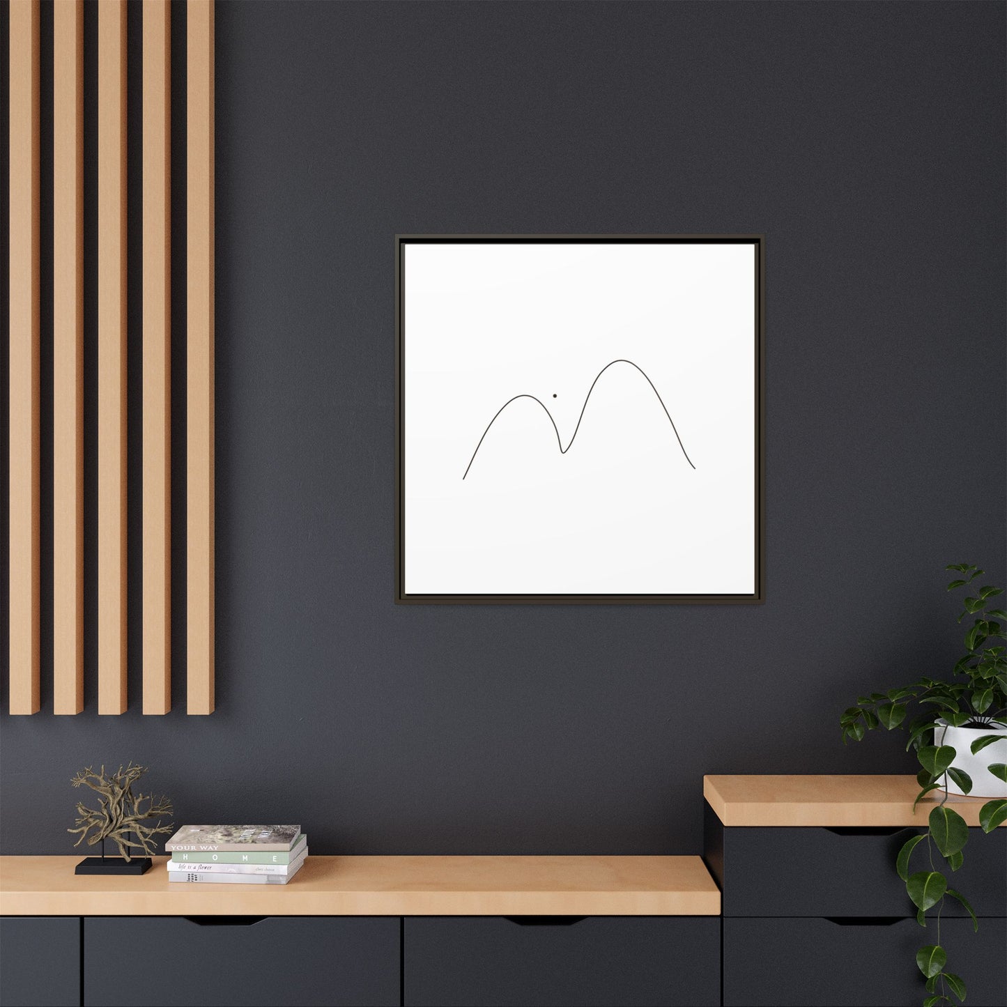 Minimal Line Mountains Matte Canvas Framed