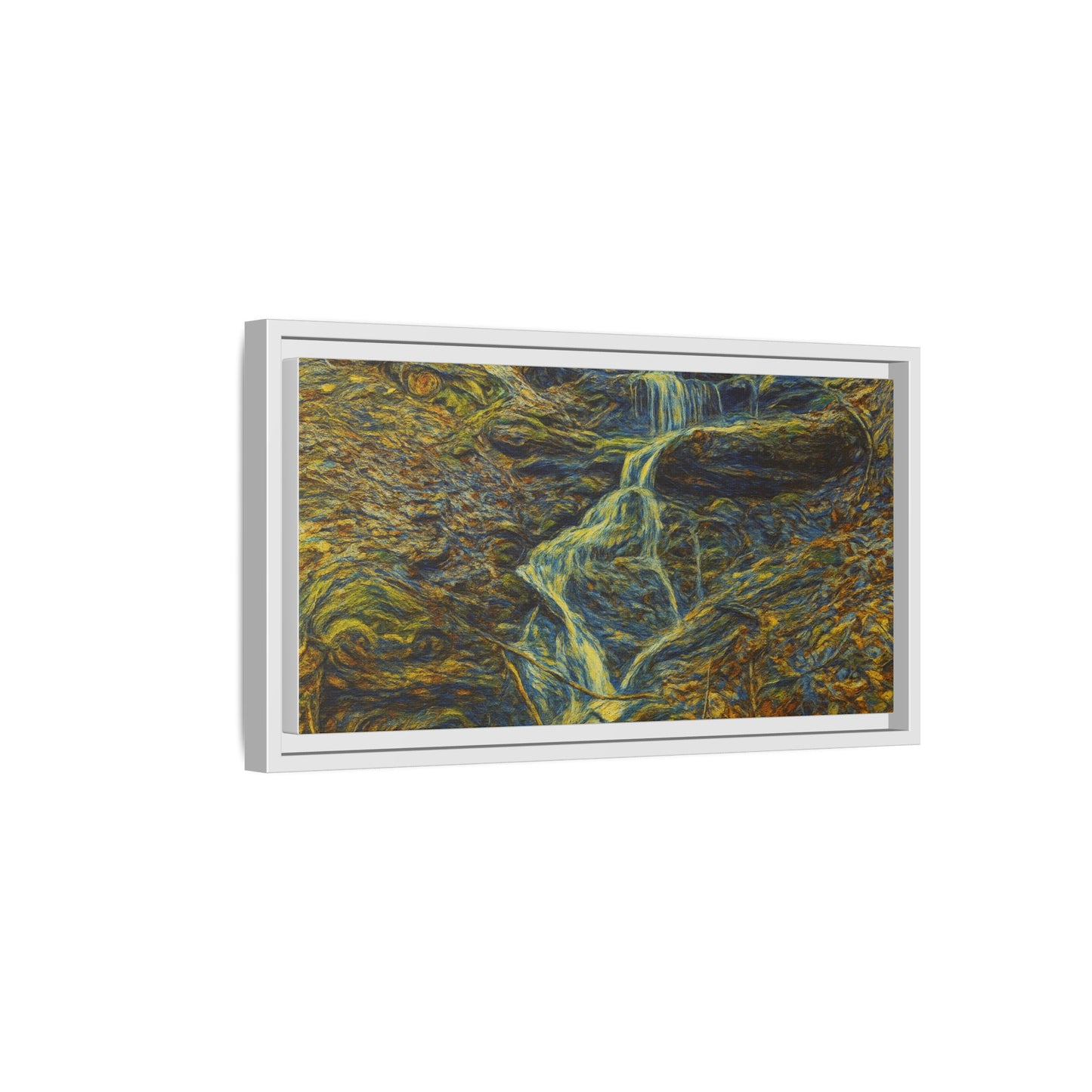 Van Gogh Style Framed Matte Canvas Art Print - Nature-Inspired Wall Decor, Abstract Waterfall Artwork, Home Office Decoration - TRV