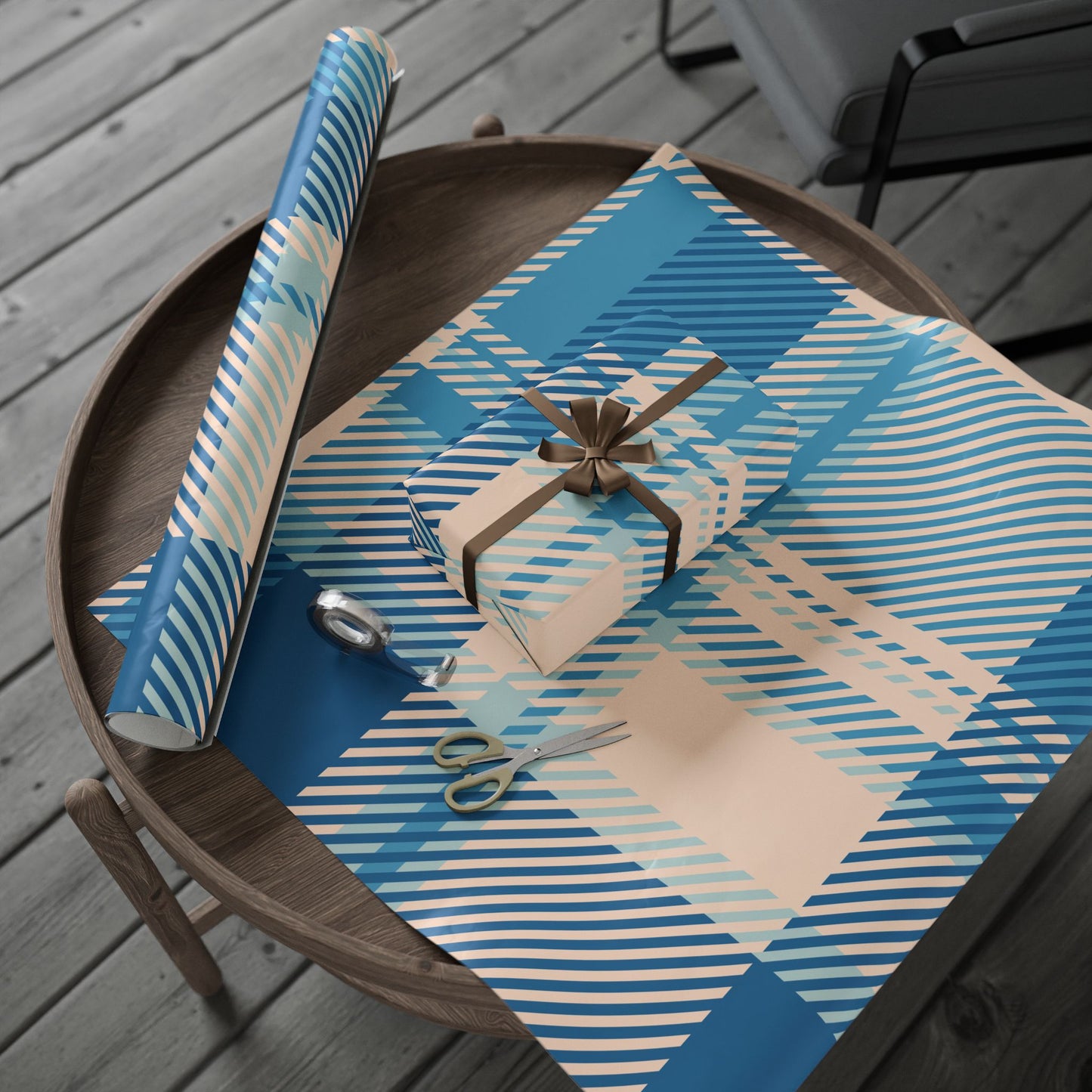 Blue Plaid Wrapping Paper Roll – Classic Plaid Gift Wrap for Birthdays & Holidays