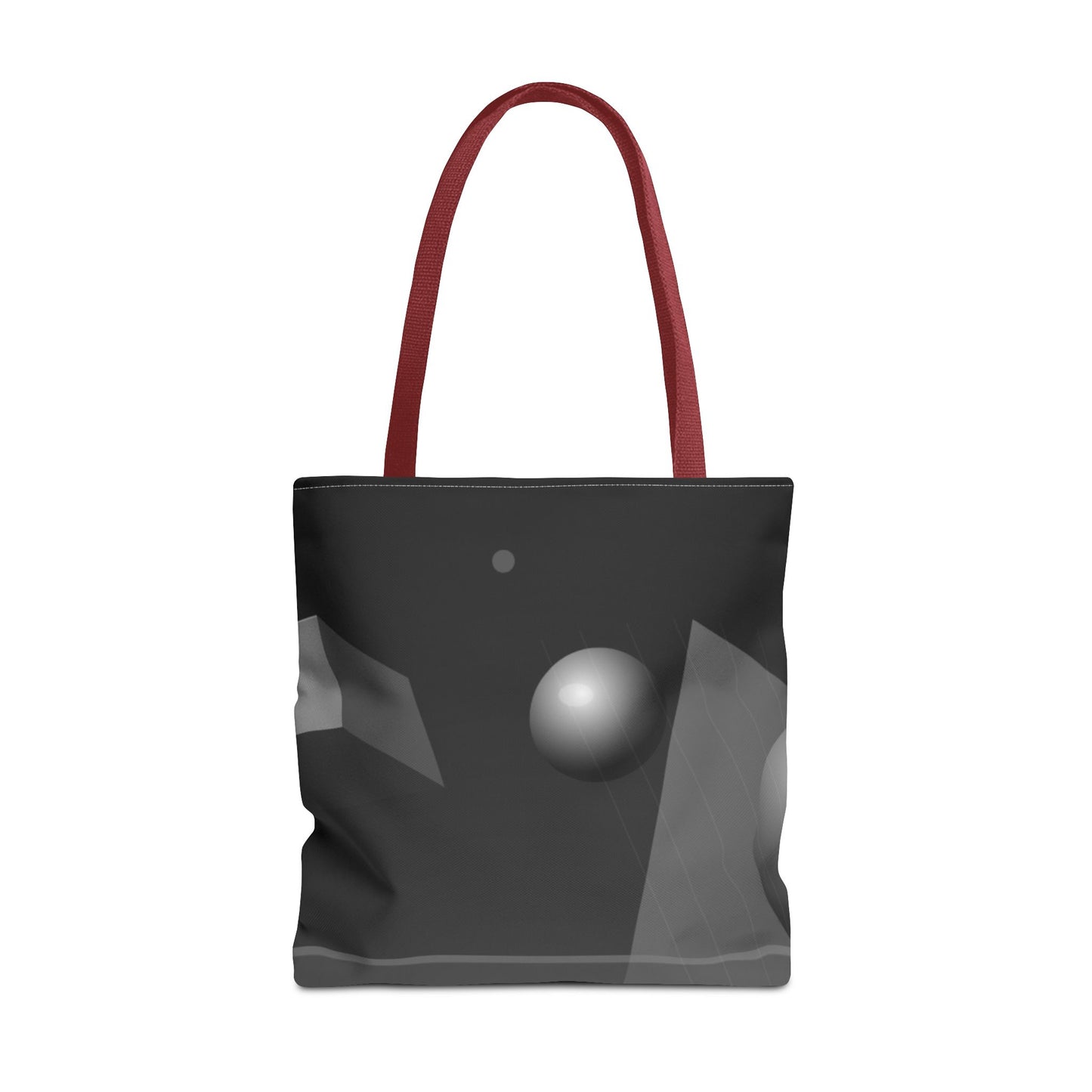 Abstract monochrome orb tote bag by Printify featuring a stylish, modern design on durable fabric.