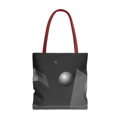 Abstract monochrome orb tote bag by Printify featuring a stylish, modern design on durable fabric.