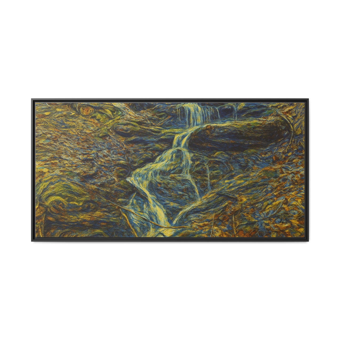 Van Gogh Style Framed Matte Canvas Art Print - Nature-Inspired Wall Decor, Abstract Waterfall Artwork, Home Office Decoration - TRV