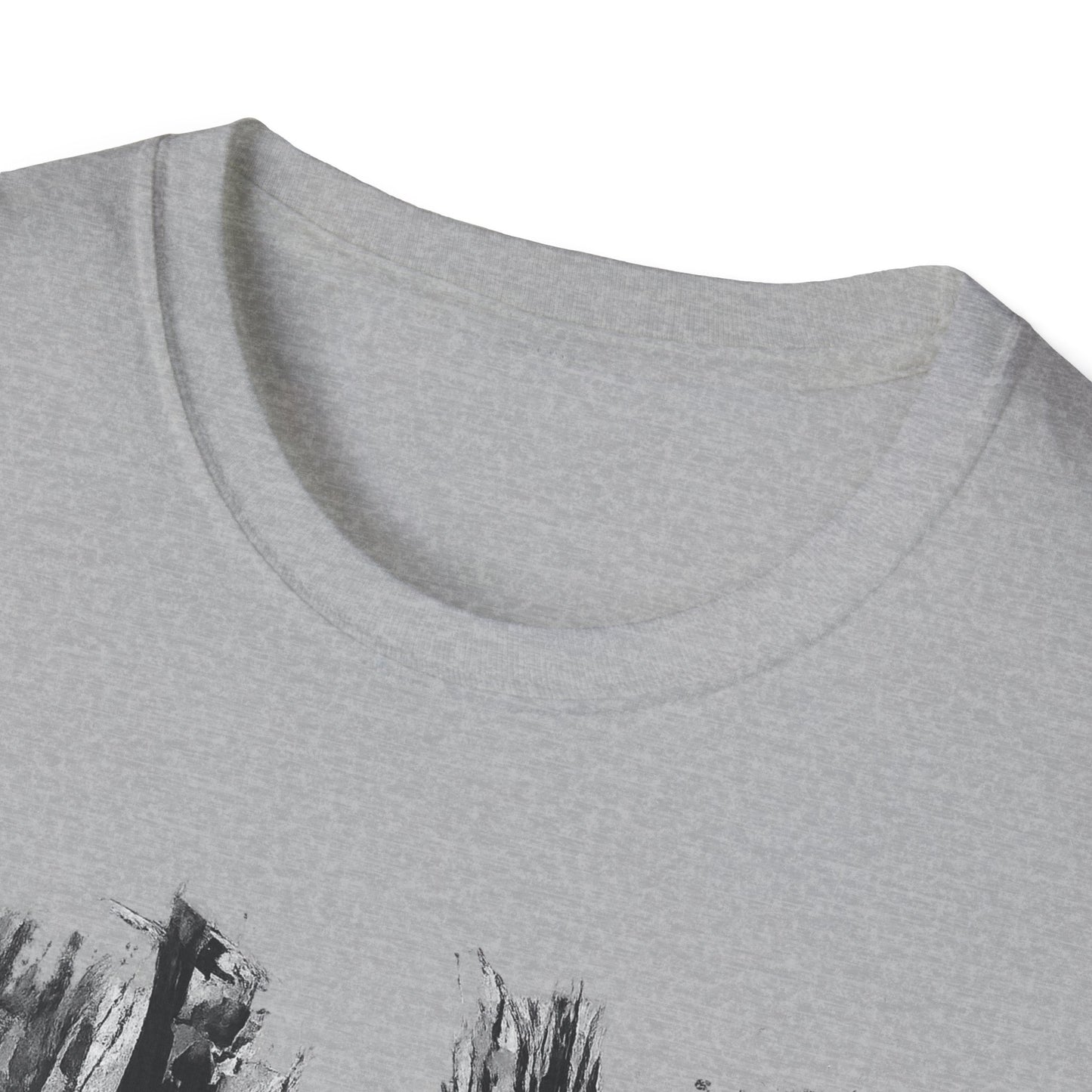 Unisex Softstyle T-Shirt with Abstract Landscape Art, Casual Wear, Gift for Art Lovers, Everyday Fashion, Nature Inspired Tee - TRV