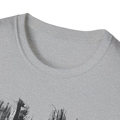 Unisex Softstyle T-Shirt with Abstract Landscape Art, Casual Wear, Gift for Art Lovers, Everyday Fashion, Nature Inspired Tee - TRV