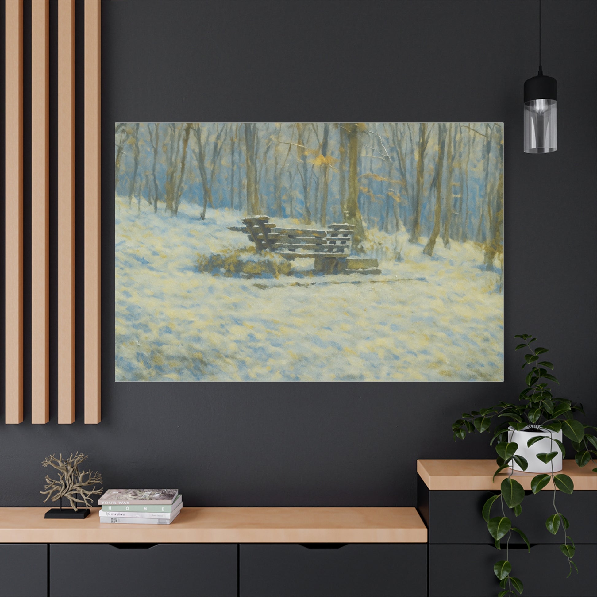 Winter Serenity Canvas Wall Art, Cozy Living Room Decor, Nature Landscape Print, Gift for Art Lovers, Home Decor, Seasonal Artwork - TRV