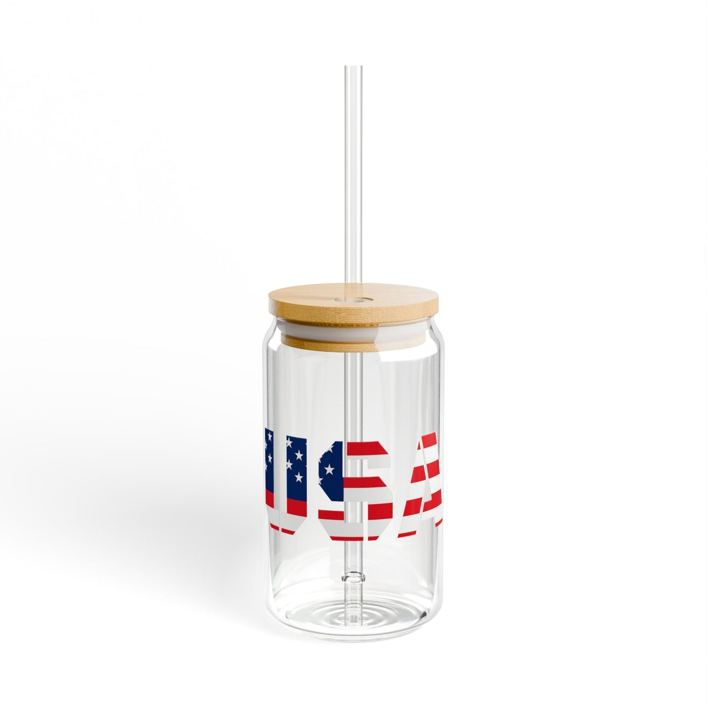 Patriotic USA Sipper Glass, 16oz — American Flag Straw Tumbler