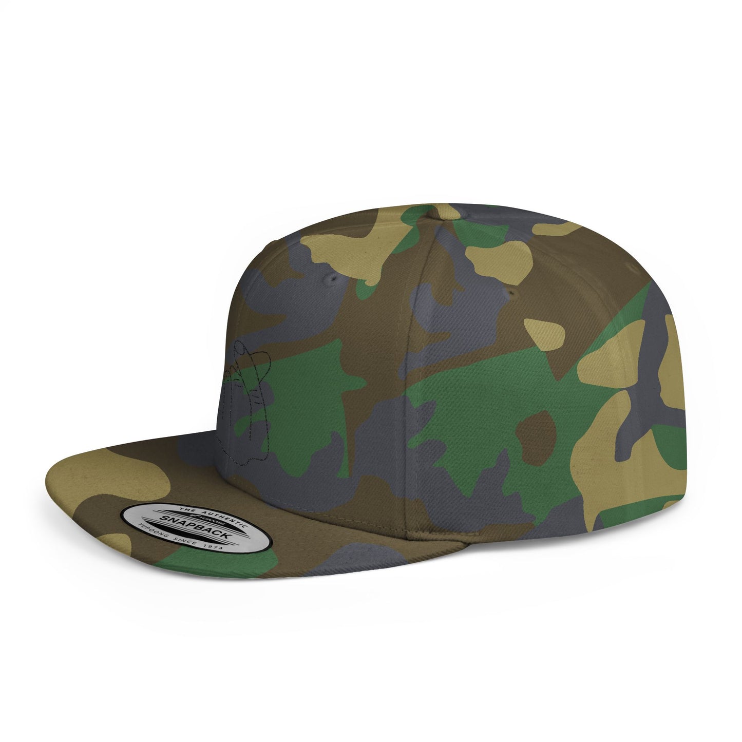 Minimalist Hand Gesture Flat Bill Snapback Hat - TRV