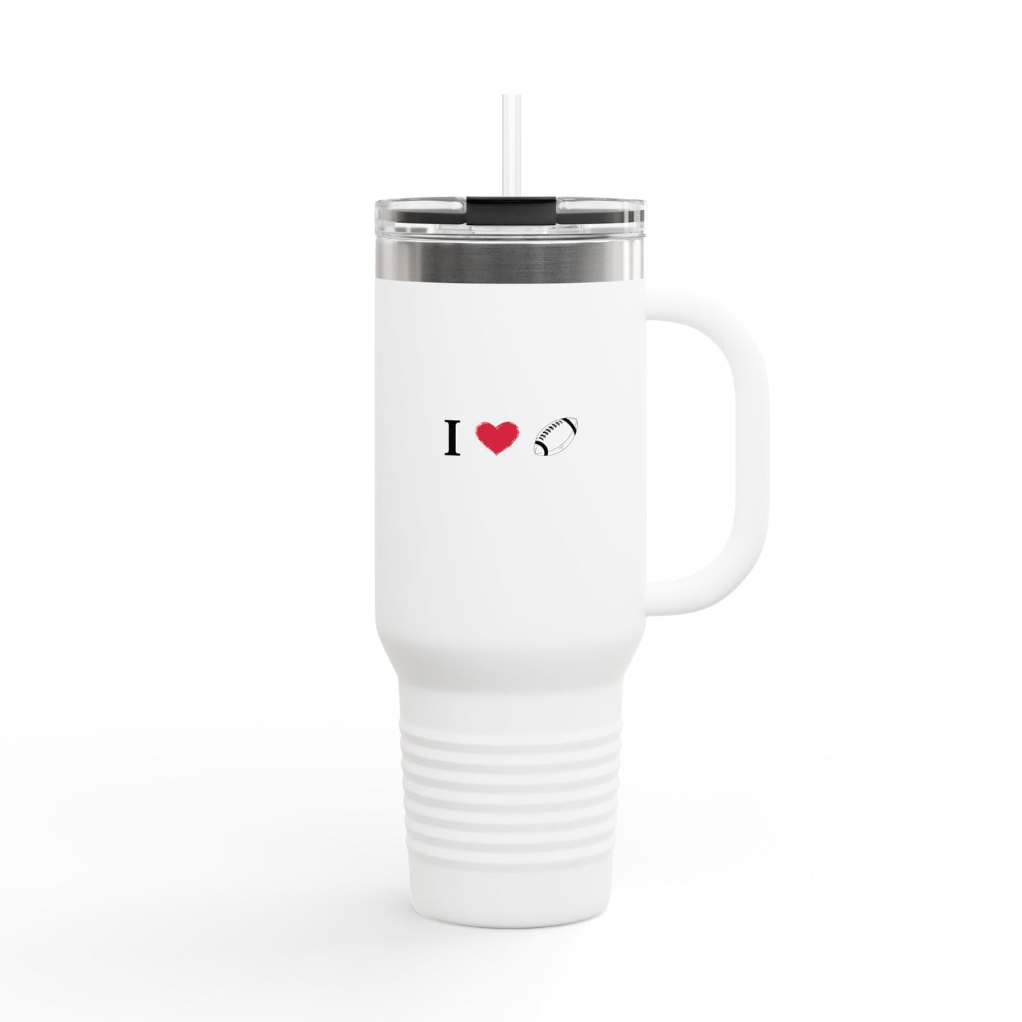 I Love Football Insulated Travel Mug, 40oz - Perfect For Writers, Students, Teachers | Funny Gift | Travel Coffee Mug | Stylish Tumbler | [...] - TRV