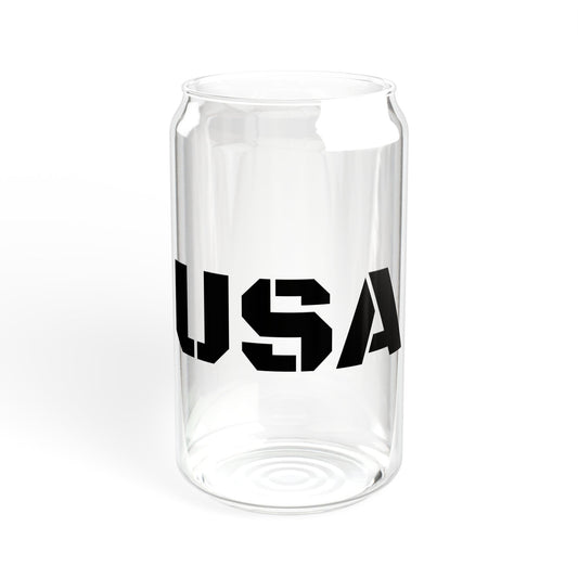 USA 16oz Sipper Glass with Bamboo Lid & Straw – Patriotic Reusable Drink Tumbler