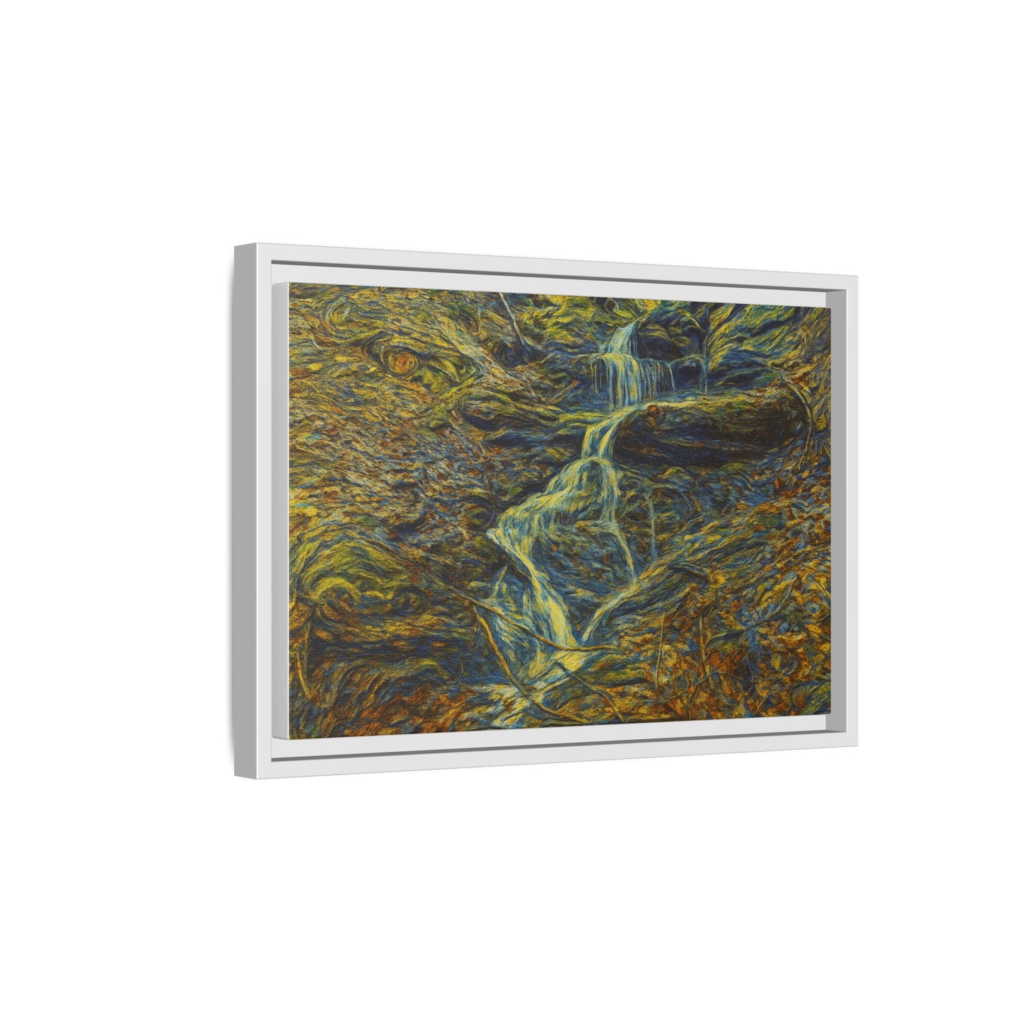 Van Gogh Style Framed Matte Canvas Art Print - Nature-Inspired Wall Decor, Abstract Waterfall Artwork, Home Office Decoration - TRV
