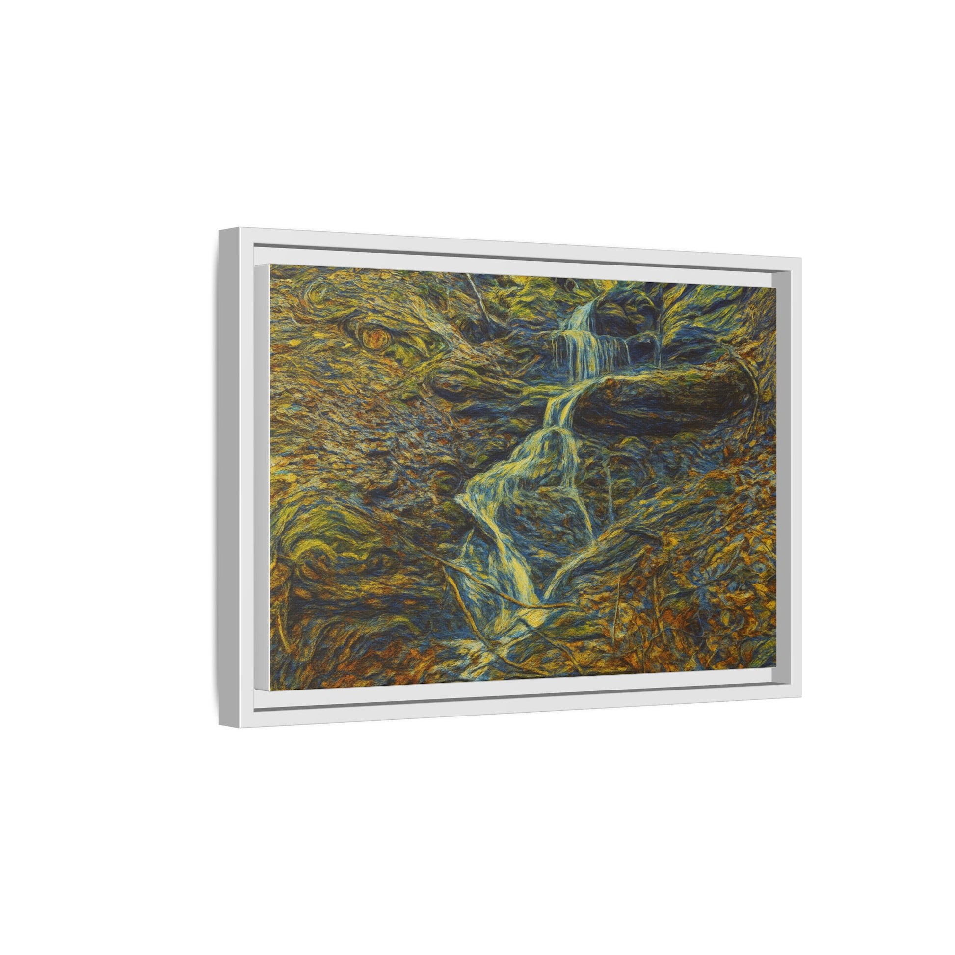 Van Gogh Style Framed Matte Canvas Art Print - Nature-Inspired Wall Decor, Abstract Waterfall Artwork, Home Office Decoration - TRV
