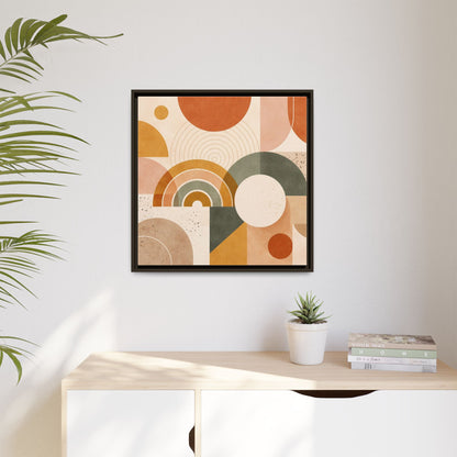 Abstract Terracotta Geometric Rainbow Matte Canvas Framed