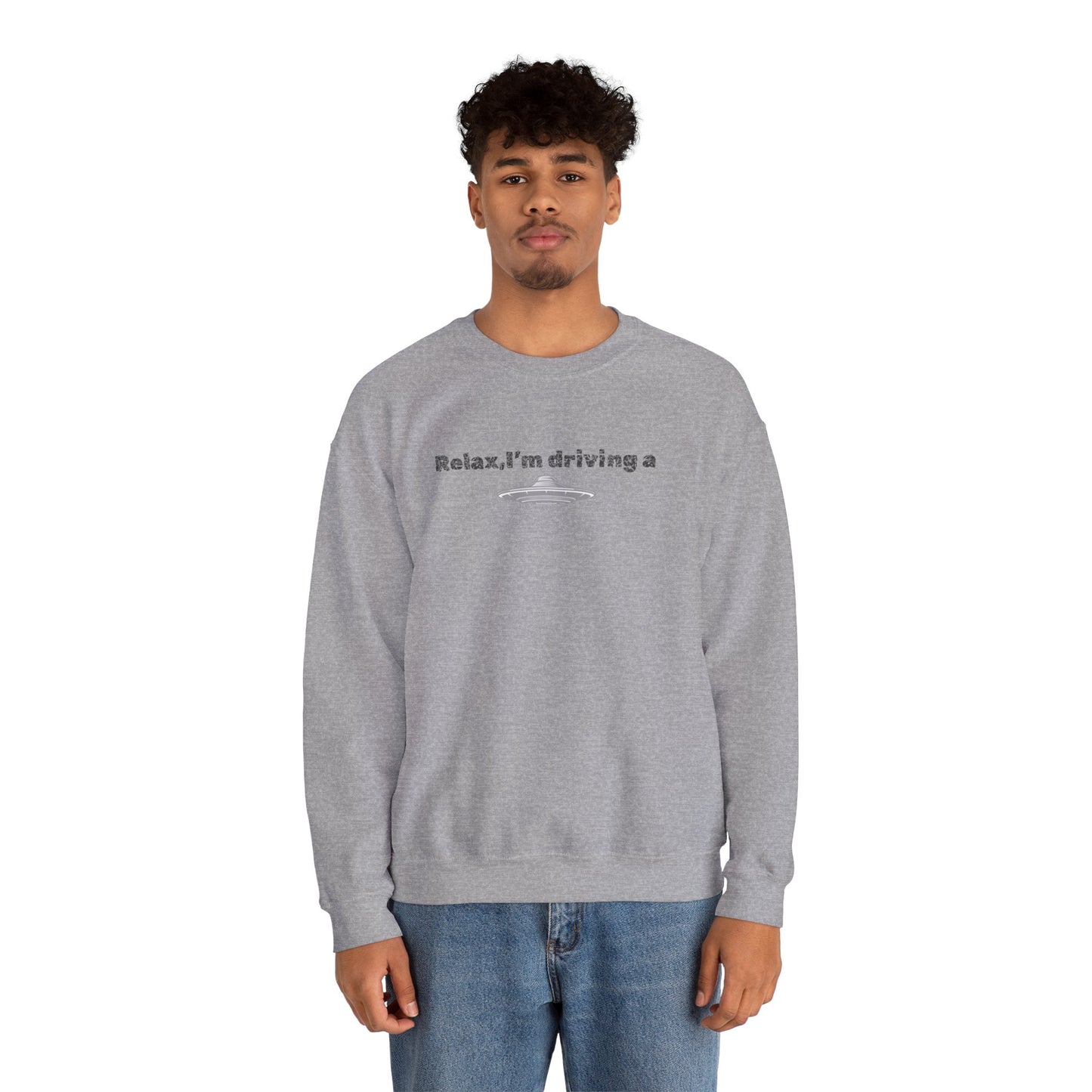 Relaxing UFO Driving Sweatshirt, Funny Gift for UFO Lovers, Unisex Crewneck Pullover, Casual Wear, Space Enthusiast Apparel