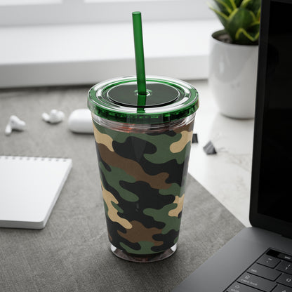 Stylish Camo Tumbler, 16oz Cup with Straw, Perfect for Outdoor Adventures, Gifts for Him, Travel Mug, Eco-friendly Drinkware, Camping