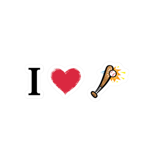 I Heart Baseball Bat Sticker — Kiss-Cut Baseball Love Decal