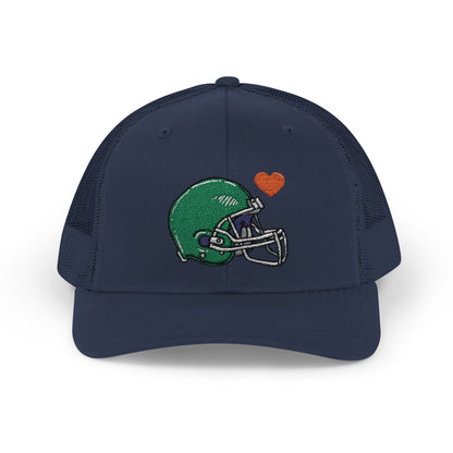 Snapback Trucker Cap with Football Heart Design - Perfect for Sports Fans, Gifts for Gamers, Casual Outings, Tailgating, and Team Spirit - TRV