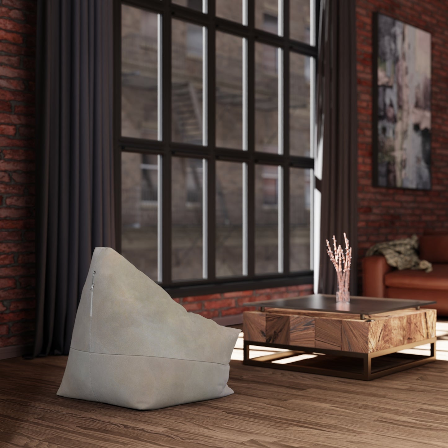 Neutral Marble Texture Bean Bag Chair Cover | Beige Stone Print