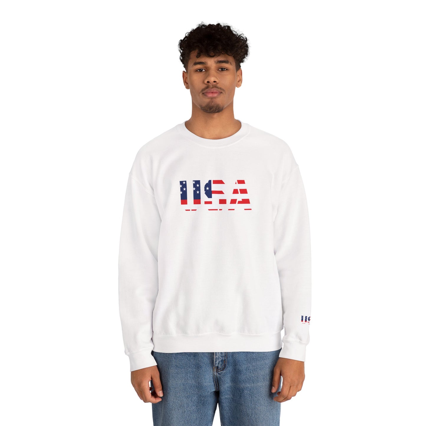 USA Flag Unisex Crewneck Sweatshirt, Cozy Apparel, Casual Wear, Independence Day Gift, Americana Style