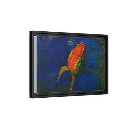 Red Rose Bud Painting Canvas Framed | Matte Wall Art - TRV
