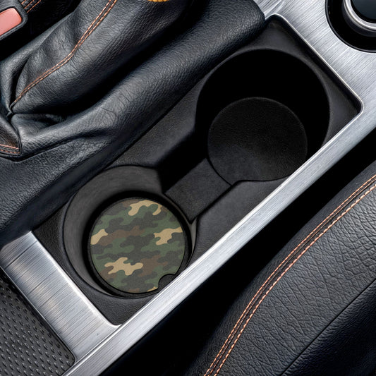 Camouflage Soapstone Car Coaster — Camo Cup Holder Drink Mat