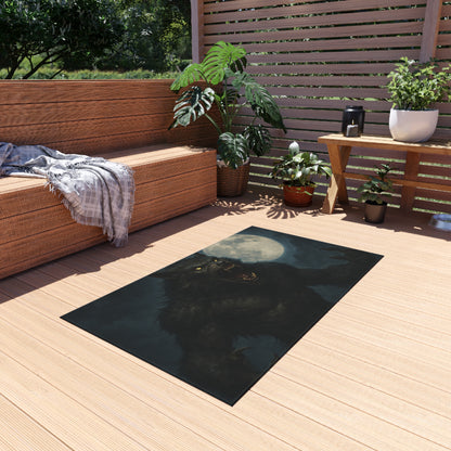 Werewolf Moon Outdoor Rug — Spooky Full Moon Horror Patio Mat