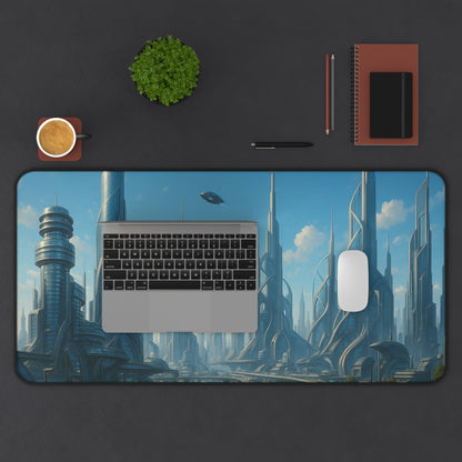 Futuristic Cityscape Desk Mat Sci Fi Skyline Mousepad - TRV