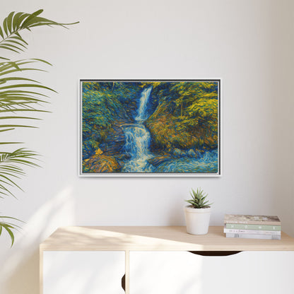 Framed Canvas Art, Majestic Van Gogh Style Waterfall Landscape Wall Decor, Nature Lover Gift, Home Office Artwork, Living Room Decoration - TRV