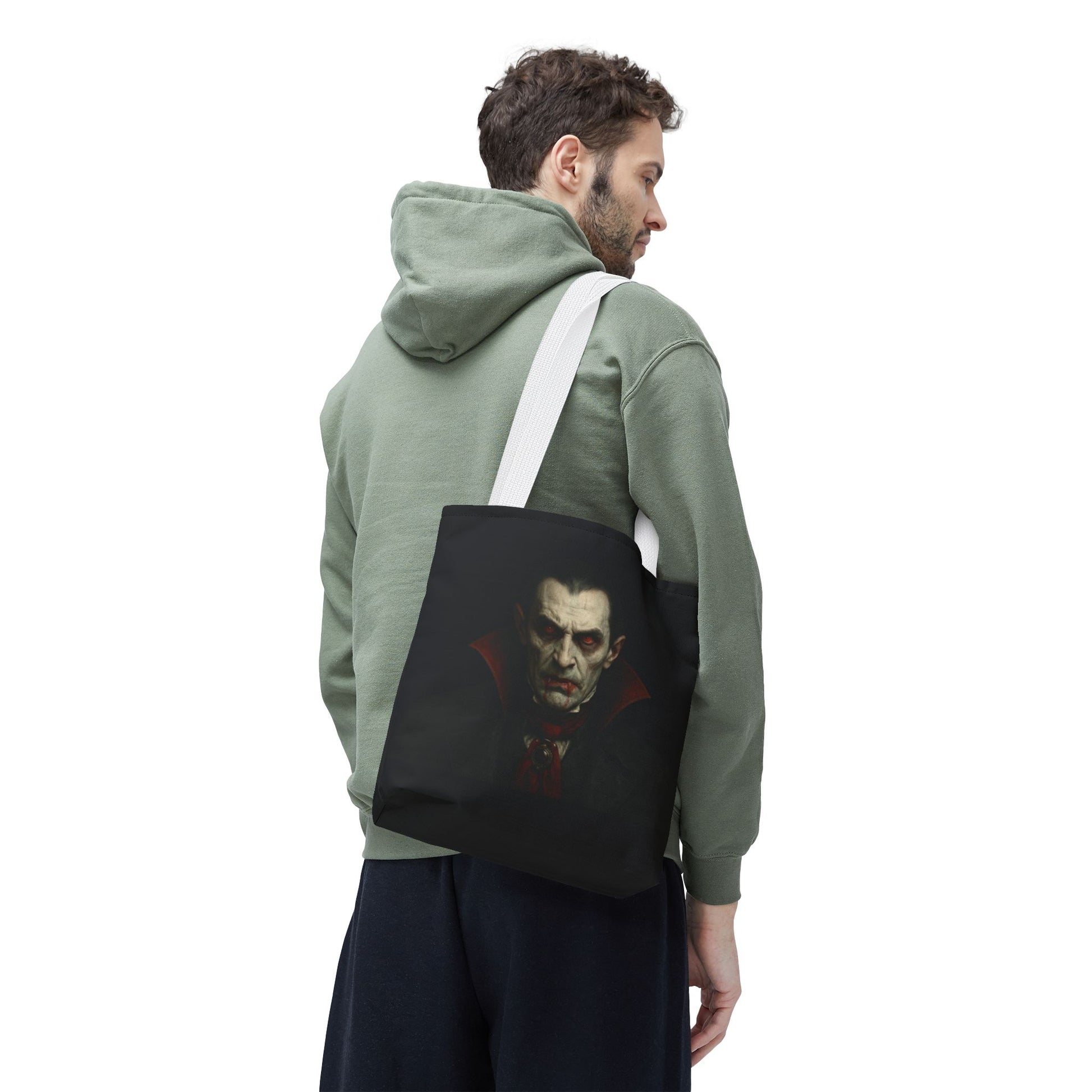 Vampire Haunted Tote Bag, Spooky Shopping Bag, Halloween Accessory, Gothic Style Handbag, Perfect for Halloween Parties, Unisex Tote - TRV