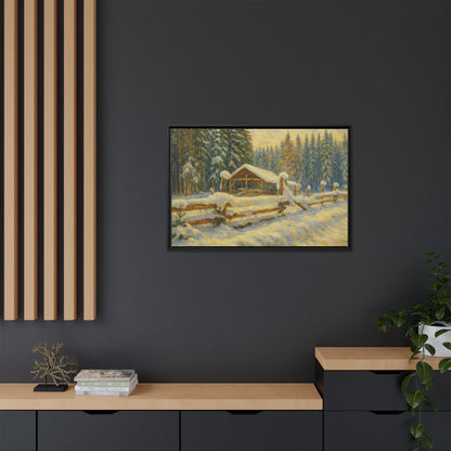 Winter Landscape Framed Canvas Art | Cozy Home Decor | Wall Art for Living Room, Bedroom, Holiday Gift, Rustic Vibes, Art Print - TRV